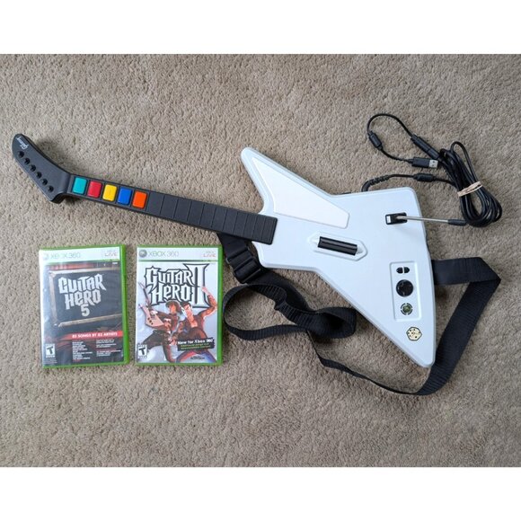 Xbox 360 Xplorer Guitar Wired Guitar Hero Controller Red Octane Bundle 95055 - Picture 1 of 9